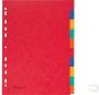 Pergamy tabbladen ft A4 11-gaatsperforatie stevig karton geassorteerde kleuren 10 tabs - Thumbnail 1