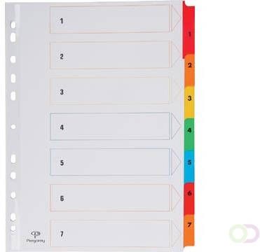 Pergamy tabbladen met indexblad ft A4 11 gaatsperforatie geassorteerde kleuren set 1 7