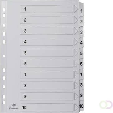 Pergamy tabbladen met indexblad ft A4 11-gaatsperforatie karton set 1-10