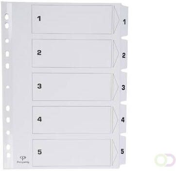 Pergamy tabbladen met indexblad ft A4 11-gaatsperforatie karton set 1-5
