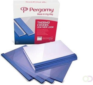 Pergamy thermische omslagen ft A4 3 mm pak van 100 stuks lederlook blauw
