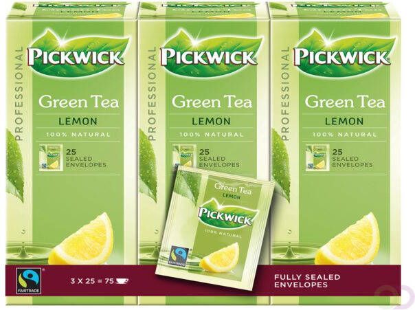 Pickwick Thee Fair Trade groen lemon 25 zakjes van 1.5gr