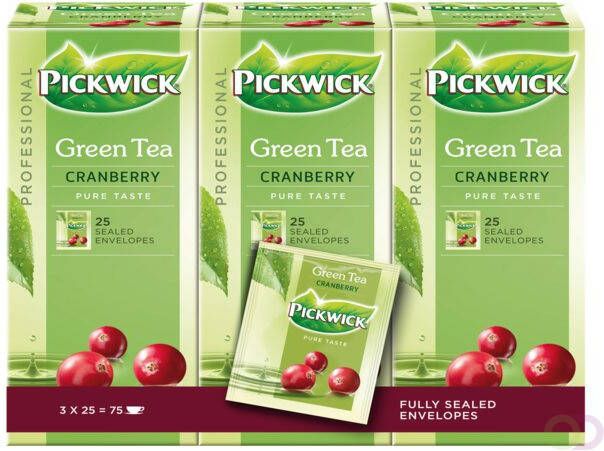 Pickwick Thee groen cranberry 25 zakjes van 1.5gr