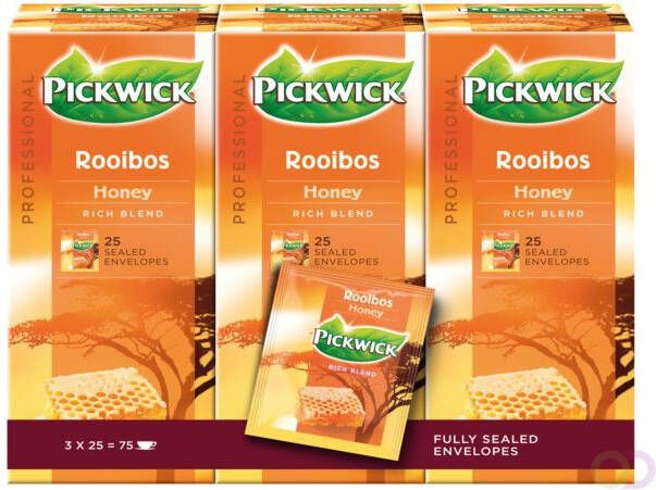 Pickwick Thee rooibos honing 25 zakjes van 1.5gr