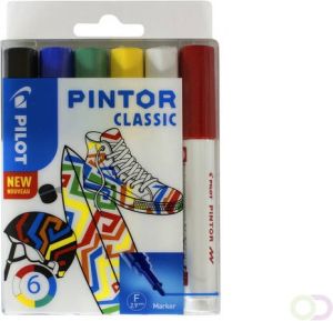 Pilot Verfstift Pintor classic 1.0mm ass etui Ã  6 stuks assorti