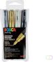 Posca Uni paintmarker PC-1MC 0 7 1 mm etui met 4 stuks in geassorteerde metallic kleuren - Thumbnail 2