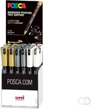 Posca paintmarker PC-1MR display van 36 stuks in geassorteerde kleuren (goud zilver wit)