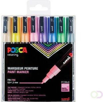 Posca paintmarker PC-3M set van 8 markers in geassorteerde pastelkleuren