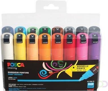 Posca paintmarker PC-7M set van 16 stuks in geassorteerde kleuren