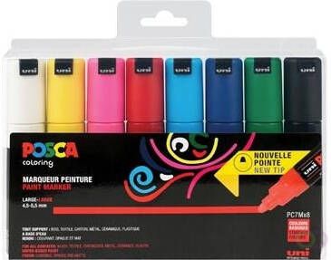 Posca paintmarker PC 7M set van 8 markers in geassorteerde basiskleuren