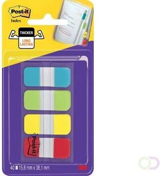 Post-it Index Strong ft 15 8 x 38 1 mm blister met 4 kleuren 10 tabs per kleur
