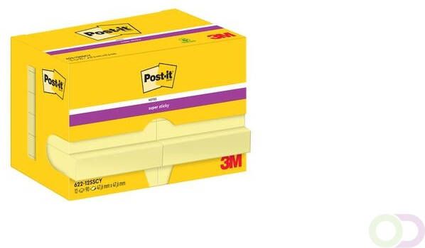 Post-It Super Sticky Notes 90 vel ft 47 6 x 47 6 mm geel pak van 12 blokken