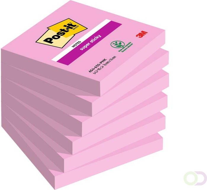 Post-it Memoblok 3M 654 Super Sticky 76X76mm PNK