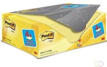 Post-It Notes 100 vel ft 76 x 127 mm geel pak van 16 blokken + 4 gratis
