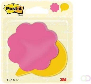 Post-it Notes gestanst in de vorm van bloemen en spraakballonnen 72 5 mm x 72 5 mm 2 x 30 vellen
