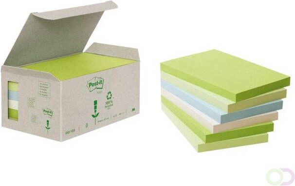 Post-it NOTES RECYC 76X127 ASS 100V 6X