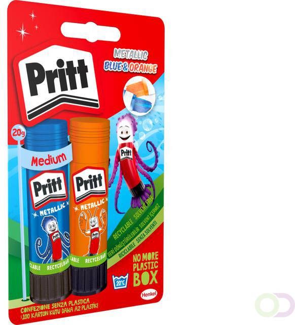 Pritt Metallic Blue & Orange plakstift 20 g 2 stuks op blister