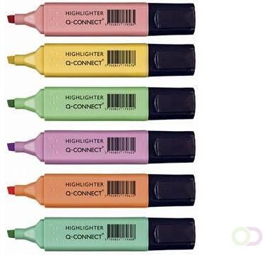 Q-Connect markeerstift pastel geassorteerde kleuren pak van 6 stuks