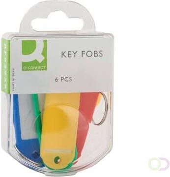 Q-Connect sleutelhanger pak van 6 stuks geassorteerde kleuren