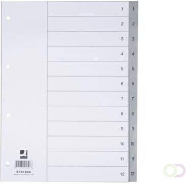 Q-Connect tabbladen set 1-12 met indexblad ft A4 grijs