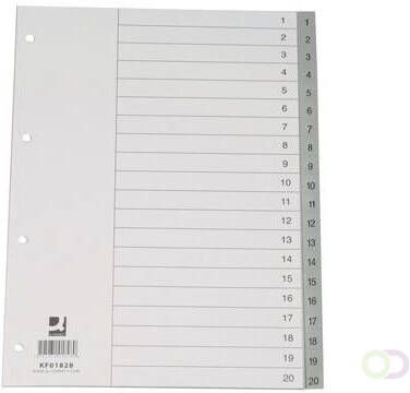 Q-Connect tabbladen set 1-20 met indexblad ft A4 grijs