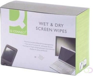 Q-Connect Q Connect Wet &amp Dry beeldschermreinigingsdoekjes doos van 20 paar(1 Wet en 1 Dry )