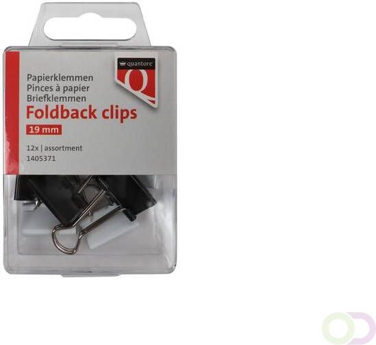 Quantore Foldback clips 19 mm assorti 12 stuks