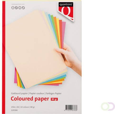 Quantore Gekleurd papier A4 80gr 10 kleuren 250vel
