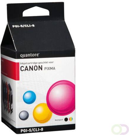 Quantore Inkcartridge Canon PGI-5 CLI-8 zwart + 3 kleuren