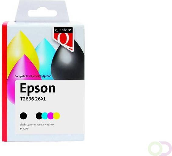 Quantore Inktcartridge alternatief tbv Epson 26XL T2636 zwart 3 kleuren