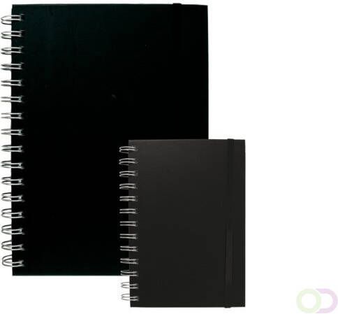 Quantore Notitieboek A6 spiraal lijn 192blz 80gr zwart