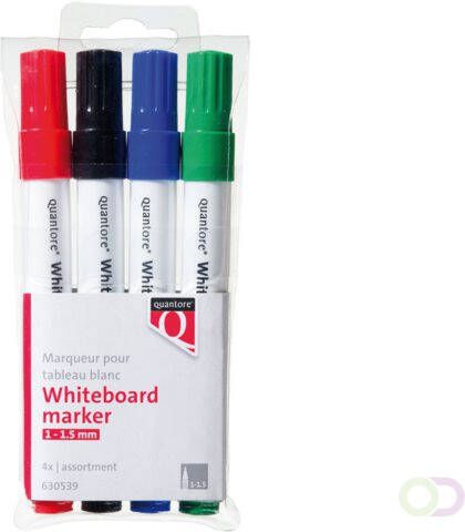 Quantore Whiteboardstift rond 1-1.5mm 4stuks assorti