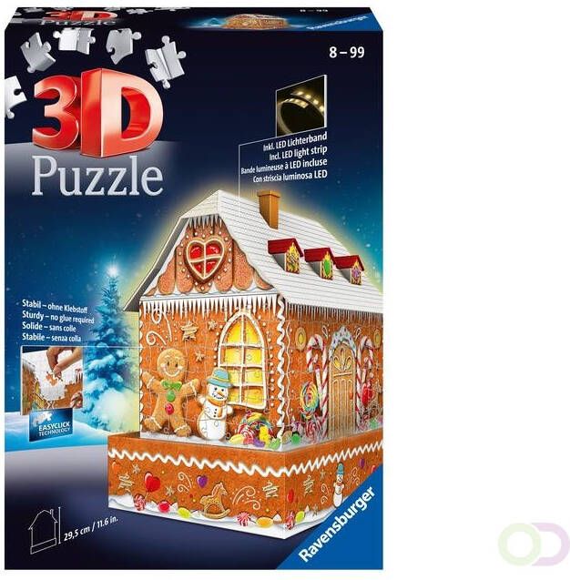 Ravensburger 3D puzzel Kerst Gingerbread House Night Edition 216 stukjes