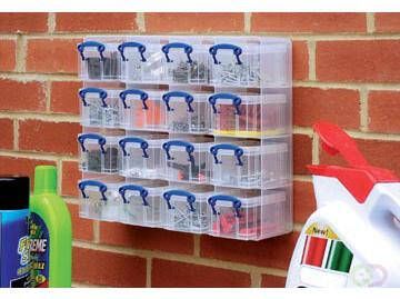 Really Useful Boxes van stevig kunststof | VindiQ Really Useful Box muurkubus met 16 opbergdozen van 0 3 liter transparant