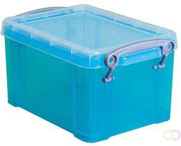 Really Useful Boxes van stevig kunststof | VindiQ Really Useful Box opbergdoos 1 6 liter transparant helblauw