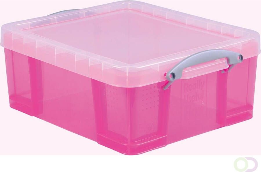 Really Useful Boxes van stevig kunststof | VindiQ Really Useful Box opbergdoos 18 liter transparant roze