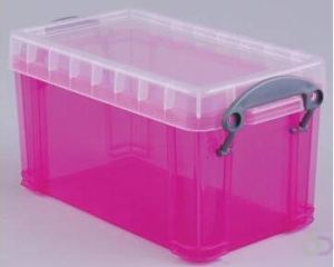 Really Useful Boxes van stevig kunststof | VindiQ Really Useful Box opbergdoos 2 1 liter transparant roze