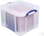 Really Useful Boxes van stevig kunststof | VindiQ Really Useful Box 35 liter transparant per stuk verpakt in karton - Thumbnail 1