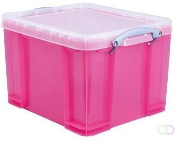 Really Useful Boxes van stevig kunststof | VindiQ Really Useful Box opbergdoos 35 liter transparant helroze