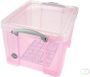 Really Useful Boxes van stevig kunststof | VindiQ Really Useful Box opbergdoos 35 liter transparant roze - Thumbnail 1