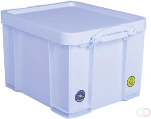 Really Useful Boxes van stevig kunststof | VindiQ Really Useful Box opbergdoos 35 liter neonwit met witte handvaten