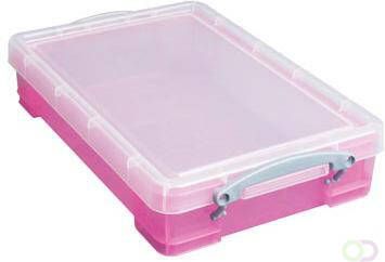 Really Useful Boxes van stevig kunststof | VindiQ Really Useful Box opbergdoos 4 liter transparant roze