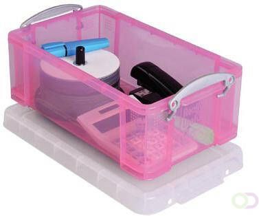 Really Useful Boxes van stevig kunststof | VindiQ Really Useful Box opbergdoos 9 liter transparant roze