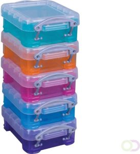 Really Useful Box opbergdozen 0 07 liter geassorteerde kleuren pak van 5 stuks