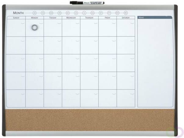 Nobo combibord kurk en magnetische whiteboard maandplanner ft 58 5 x 43 cm - Foto 3