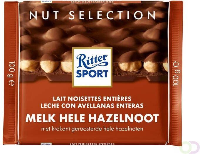Ritter Sport Chocolade melk-hele hazelnoot 100gr