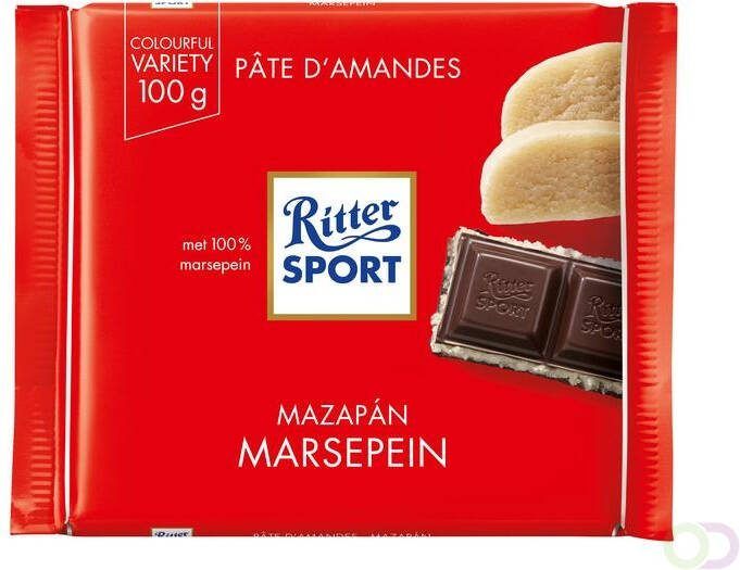 Ritter Sport Chocolade puur-marsepein 100gr