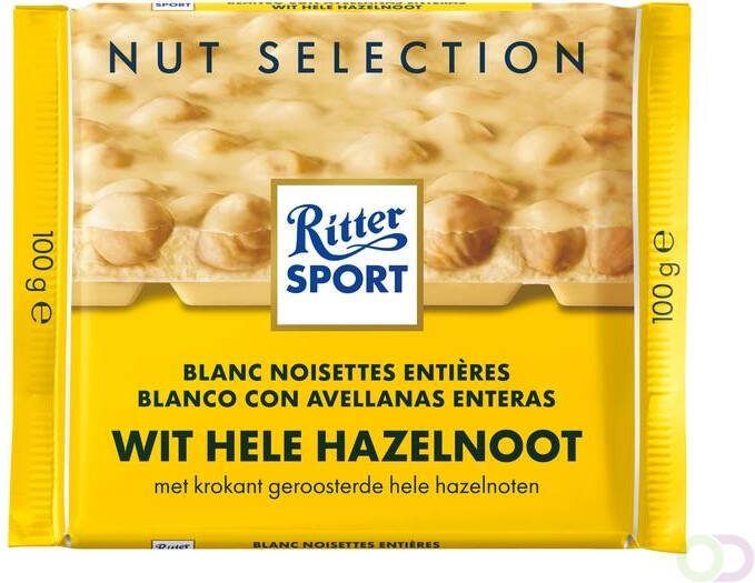 Ritter Sport Chocolade wit-hele hazelnoot 100gr