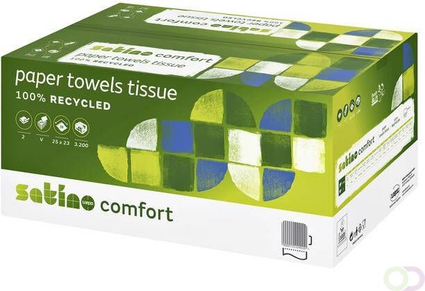 Satino by WEPA Handdoek Satino PT3 Comfort v-vouw 2-laags 250x230mm 20x160 vel wit 277190
