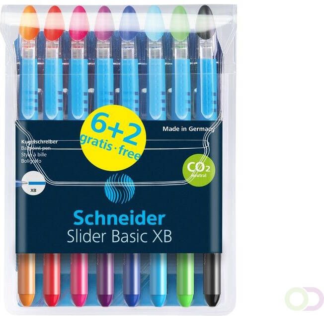 Schneider Balpen Slider Edge XB etui Ã  6+2 kleuren gratis